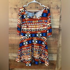 Vibe Aztec keyhole mini Dress